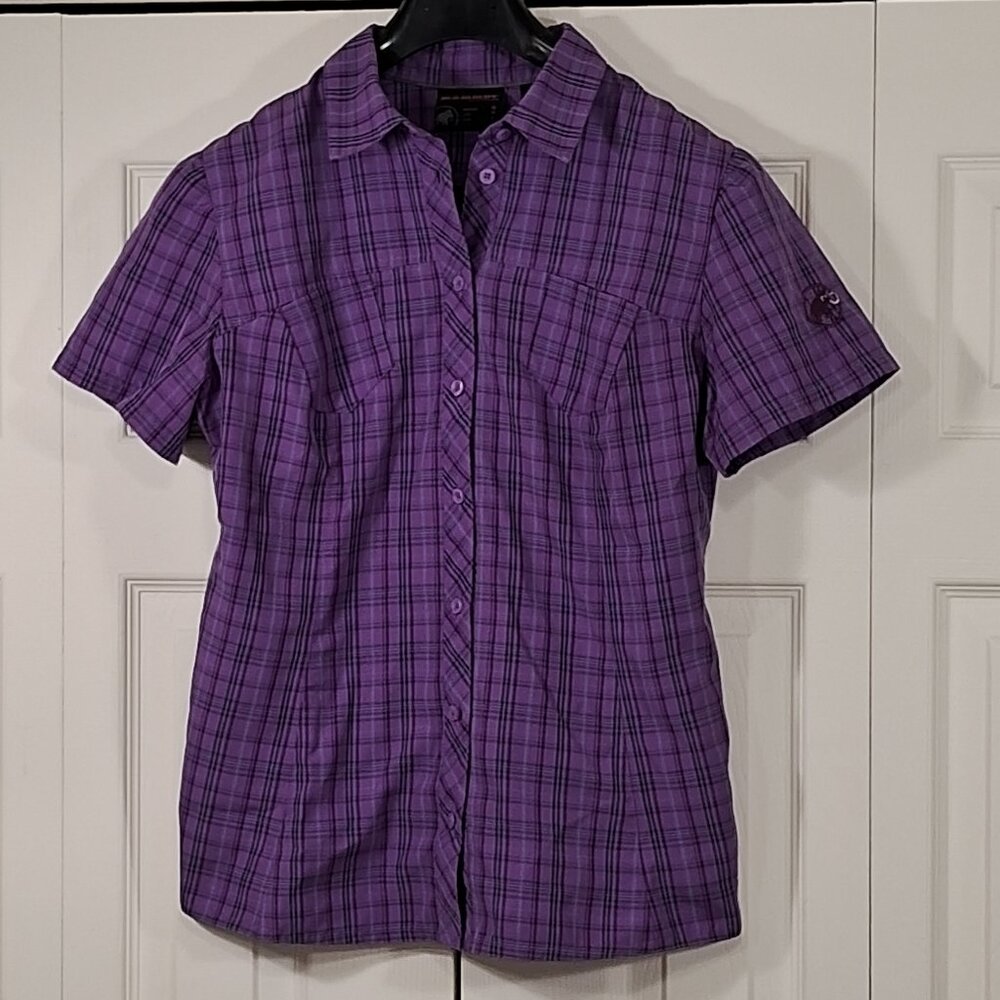 Mammut Short Sleeve Purple Plaid Button Down Shirt